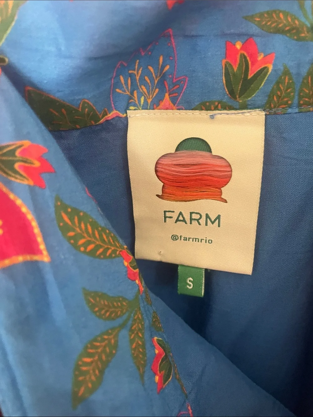 FARM Rio Blue Floral & Pineapple Ruffle Mini Skirt